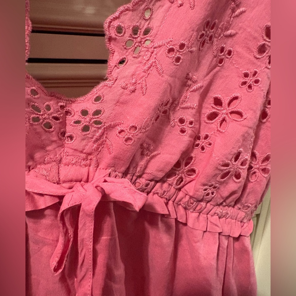 American Eagle Outfitters Pink Eyelet Flutter Dress - Picture 3 of 8